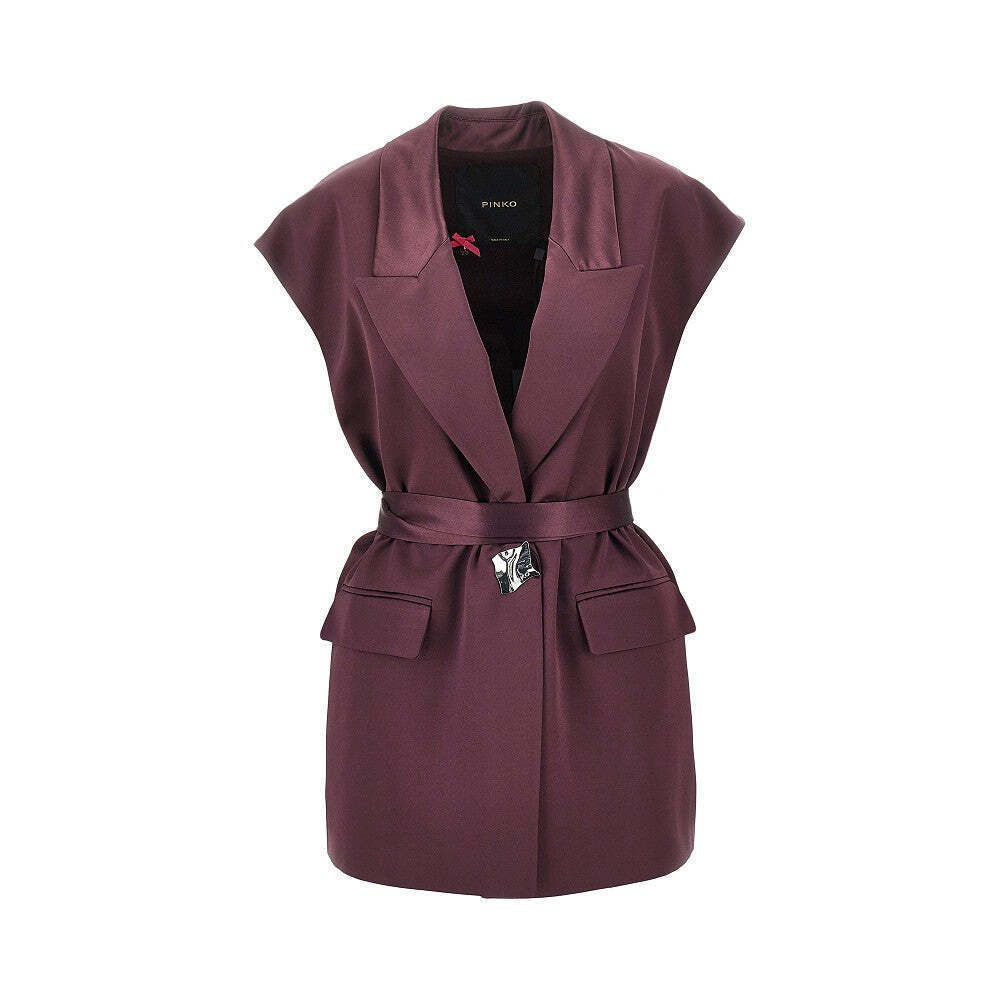 Pinko Sleeveless Satin Jacket With Belt